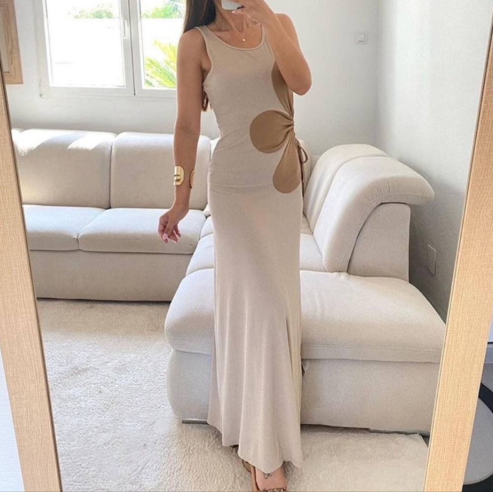 Elegant Beige Maxi Dress
